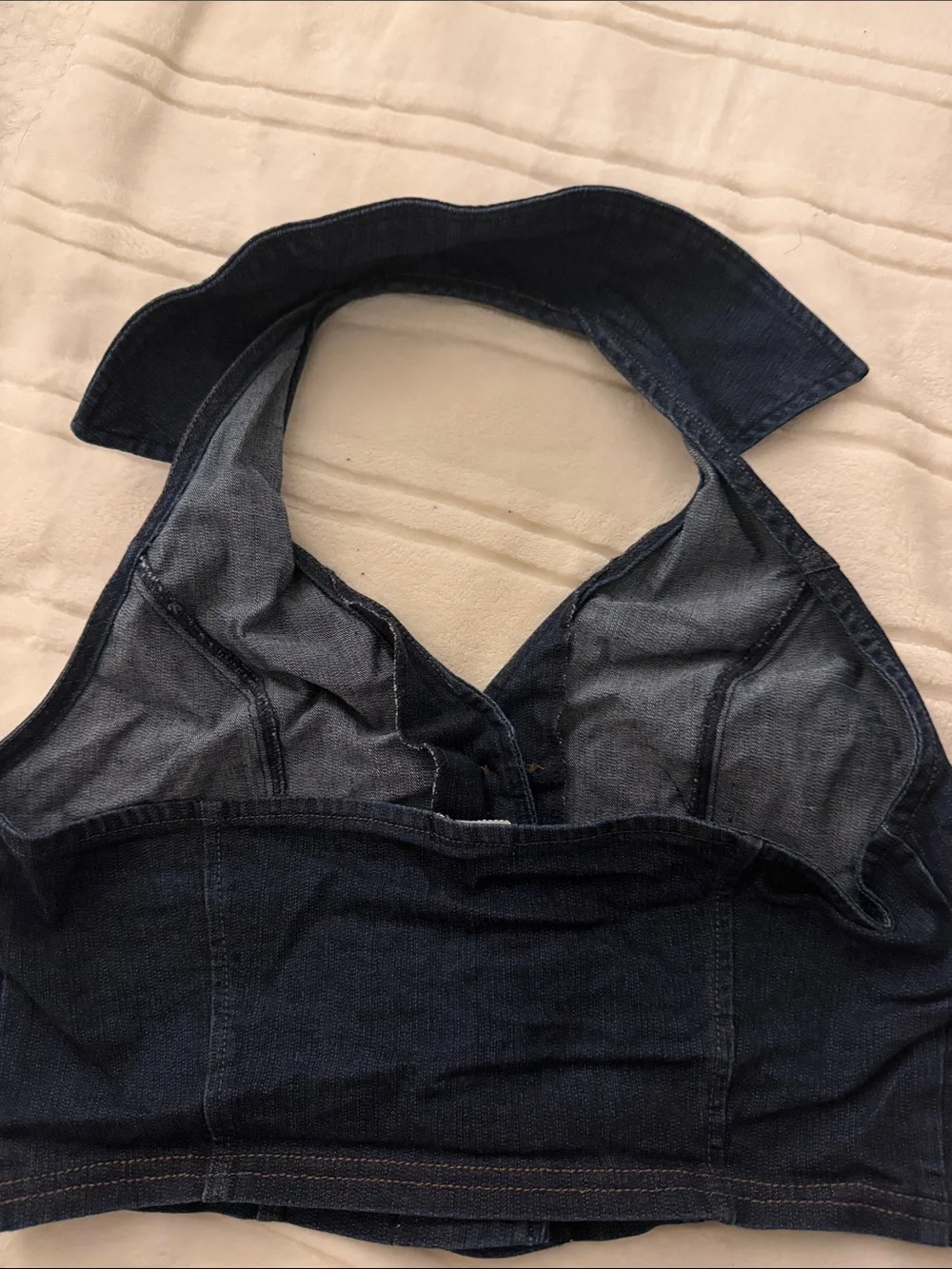 Dark Blue Denim Halter Top urban outfitters